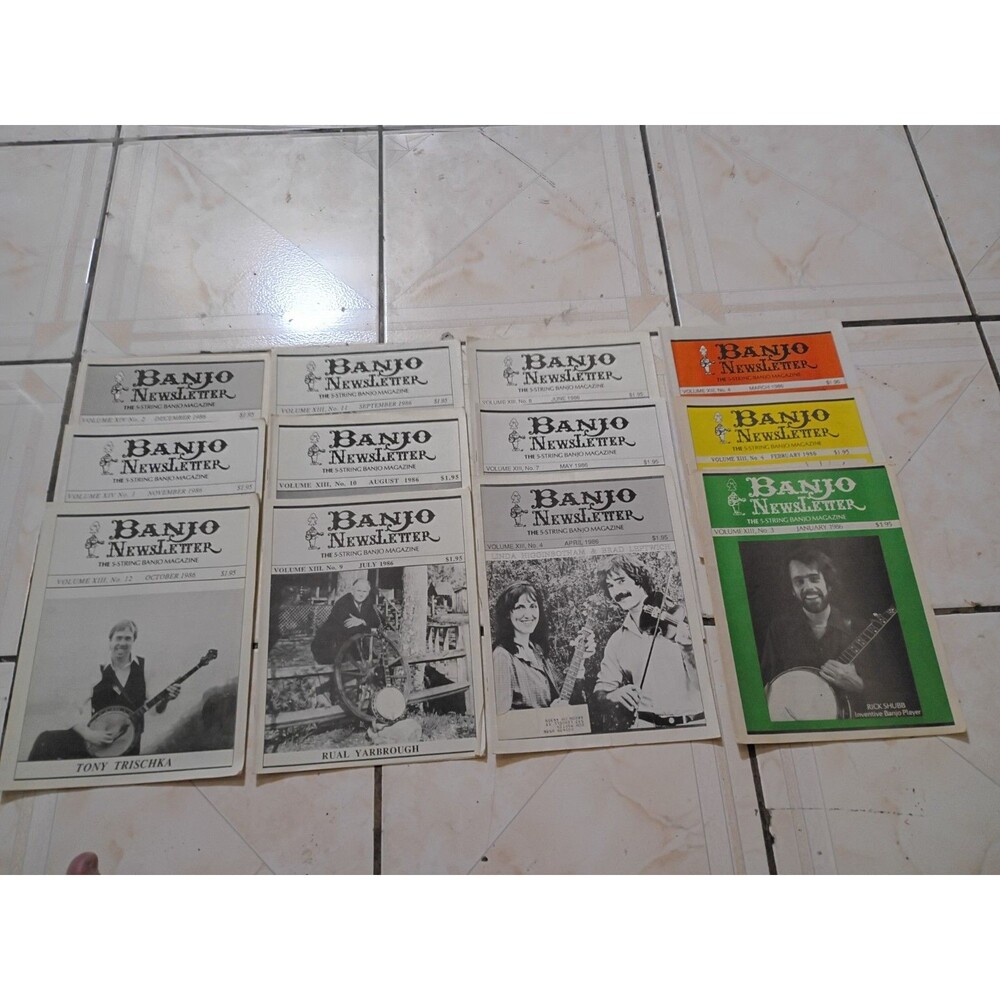 1986 Lot of 12 Full Set Banjo Newsletter 5-String Vintage Magazine #2 - Picture 1 of 3